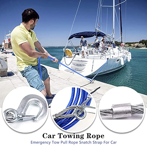Delzon Stainless Steel Wire Tow Rope 5 Ton Capacity with Two Side Hook Super Strong Emergency Cable (Blue, 10 mm x 4 m) - Image 3