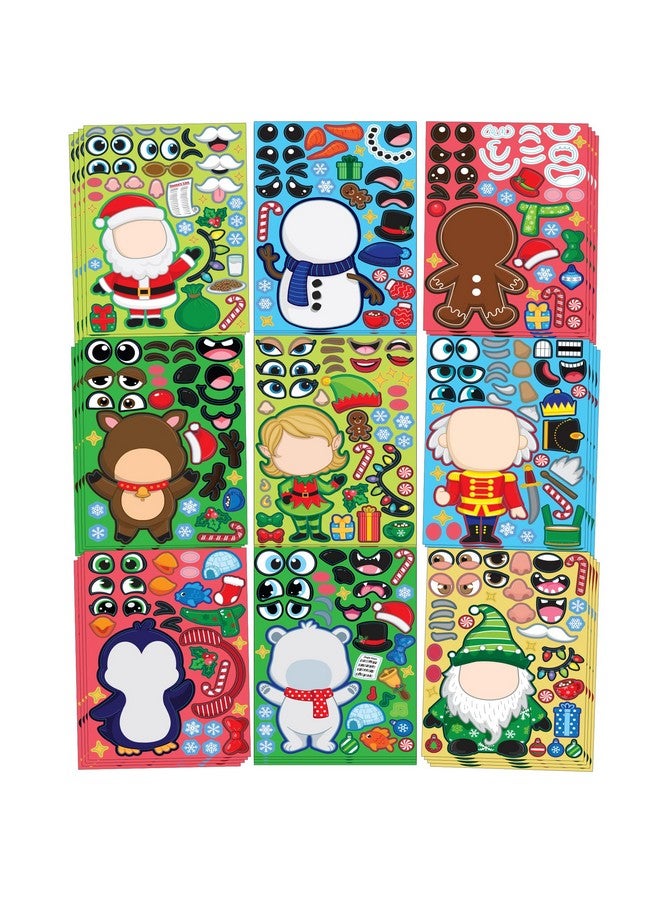 JOYIN 36 Pcs Christmas Make-a-face Sticker Sheets Make Your Own Xmas Characters Sticker with Santa Santa, Gnome, Reindeer, Snowman, for Kids Party Favor, Art Craft Supplies, Classroom Activities Game - Image 1