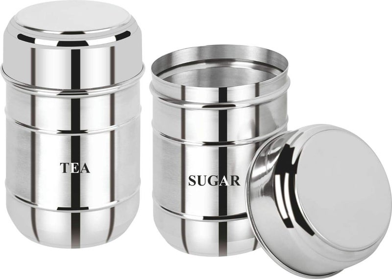 Va Sun Tea Sugar Stainless Steel Italian Design 2 Piece Canister Set with mirror polish by S K Metal