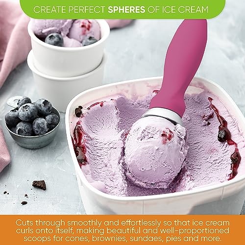 Spring Chef Heavy Duty Metal Ice Cream Scoop with Non-Slip Handle, Premium Ice Cream Spade for Frozen Yogurt, Gelato, Sorbet, Sundae, Melon, Cookie Dough - Dishwasher Safe Kitchen Tool - Magenta - Image 4