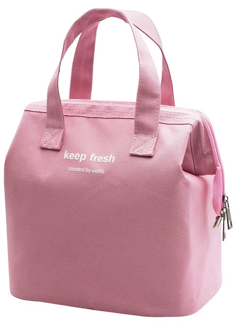 Insulation Large Space Portable Lunch Bag Pink 9x10x6 inch