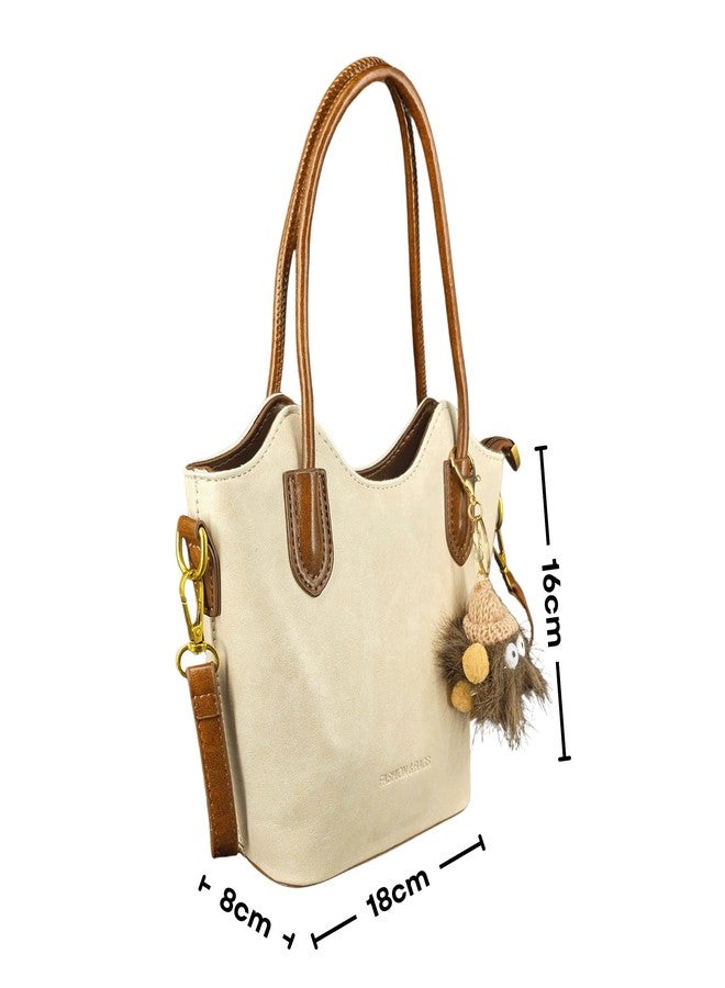 SANTORINI Women’s Bucket Sling Bag | Bucket handbag for women for Casual outings (OFF-White) - Image 2