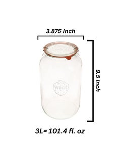 Weck Weck Jars 776 101.4 fl. oz Wide-Mouth Barrel Jar | Large Glass Jar Storage for Food, Sugar, Flour | Safely Store Your Food with an Air-Tight Seal and Lid | Made in Germany, Rust-Proof & BPA-Free  - Image 2