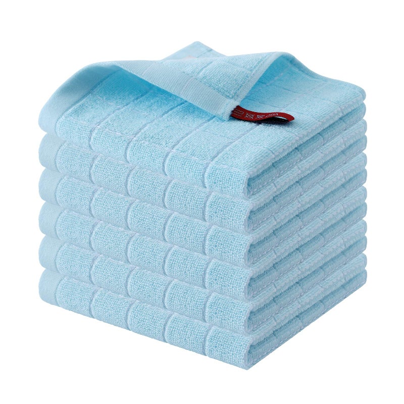 Homaxy 100% Cotton Terry Kitchen Dish Cloths  Ultra Soft and Absorbent Dish Towels for Kitchen  Suitable for Drying and Washing Dishes  6 Pack  12 x 12 Inches Sky Blue - Image 1