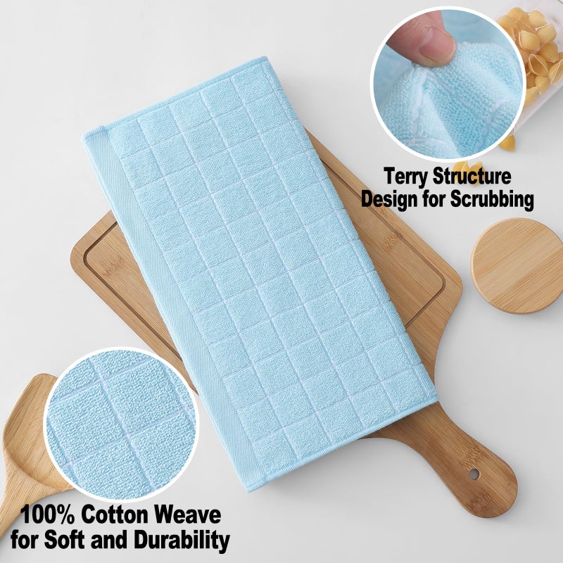 Homaxy 100% Cotton Terry Kitchen Dish Cloths  Ultra Soft and Absorbent Dish Towels for Kitchen  Suitable for Drying and Washing Dishes  6 Pack  12 x 12 Inches Sky Blue - Image 2