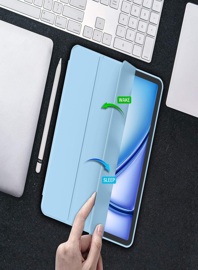 iMieet جراب iMieet لجهاز iPad Air مقاس 11 بوصة M2 2024، جراب لجهاز iPad Air من الجيل الخامس/الرابع 2022/2020 مقاس 10.9 بوصة مع حامل قلم، جراب ذكي ثلاثي الطي (أزرق سماوي) - Image 5