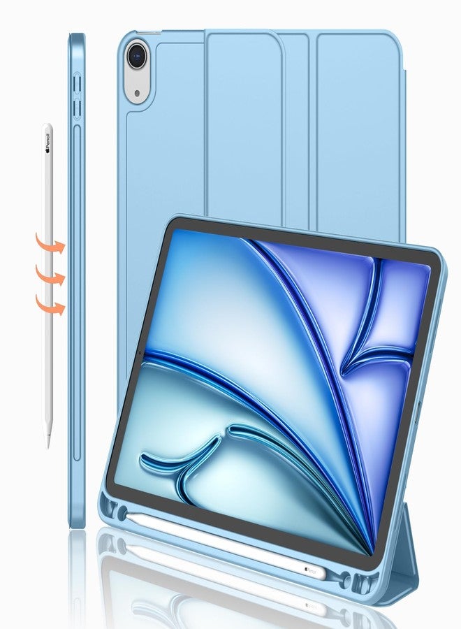 iMieet جراب iMieet لجهاز iPad Air مقاس 11 بوصة M2 2024، جراب لجهاز iPad Air من الجيل الخامس/الرابع 2022/2020 مقاس 10.9 بوصة مع حامل قلم، جراب ذكي ثلاثي الطي (أزرق سماوي) - Image 1