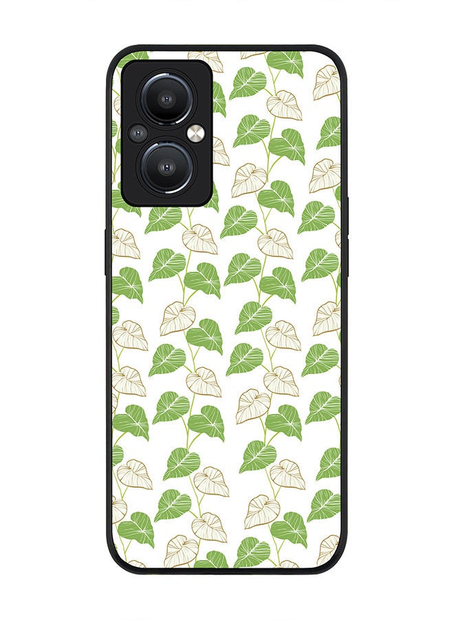 Stylizedd Rugged Black edge case for Reno8 Z 5G / Reno8 Lite 5G / Reno7 Z 5G Slim fit Soft Case Flexible Rubber Edges Anti Drop TPU Gel Thin Cover - Vine Leaves - Image 1