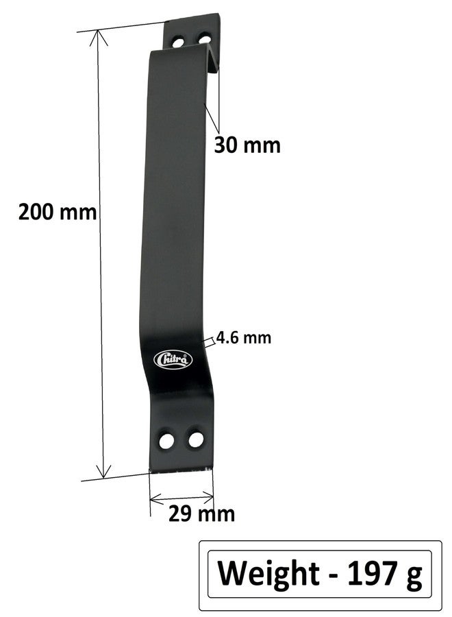 Chitra Wave Stainless Steel Heavy Door Fitting Accessories Full Set/Kit (1 Aldrop, 1 Latch, 2 Handles, 1 Tower Bolt and 1 Door Stopper) (10 Inch, Black) - Image 5