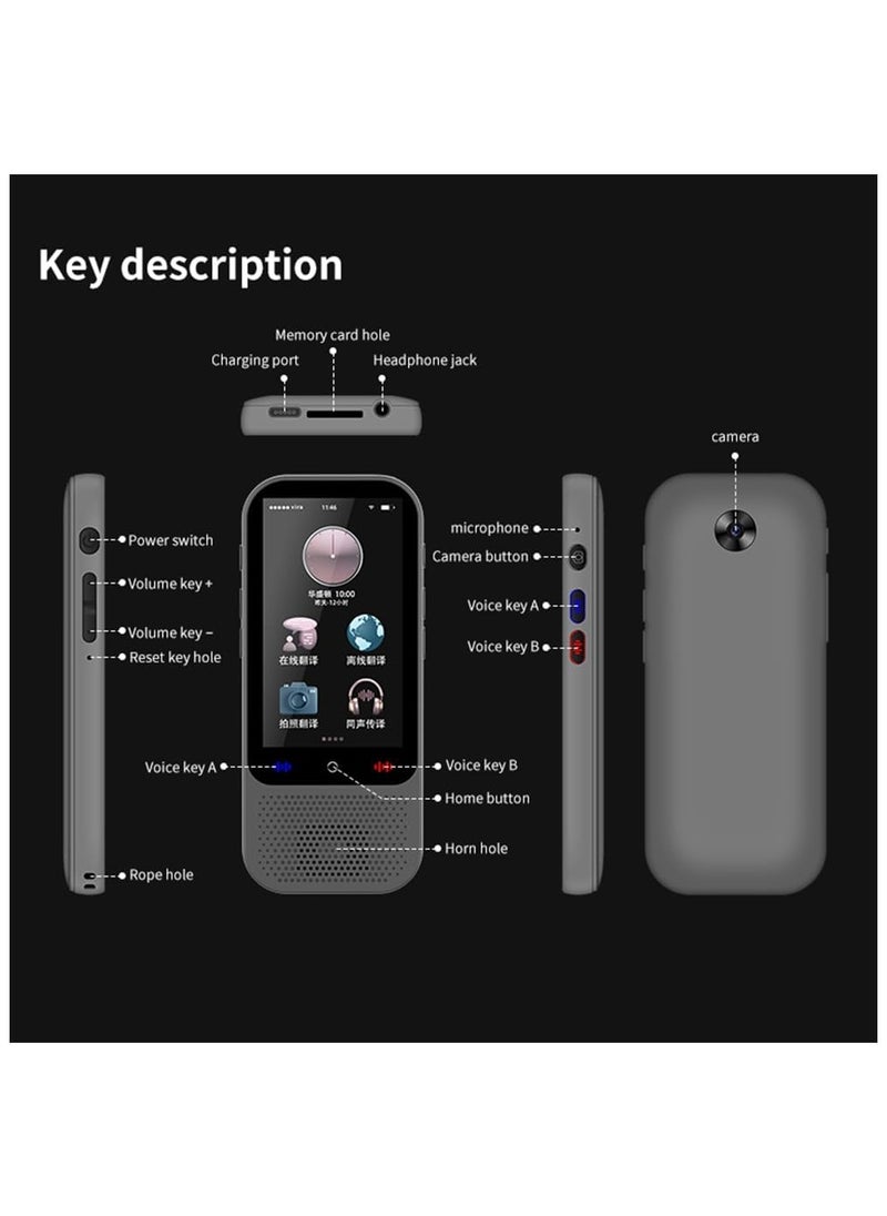 Portable Language Translator Device with 138 Languages Voice Translating 16 Offline Translation Simultaneous Interpretation Support Voice Video Text Photo Translate Group Chat