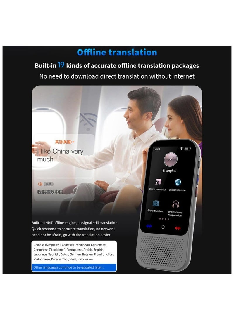 Portable Language Translator Device with 138 Languages Voice Translating 16 Offline Translation Simultaneous Interpretation Support Voice Video Text Photo Translate Group Chat