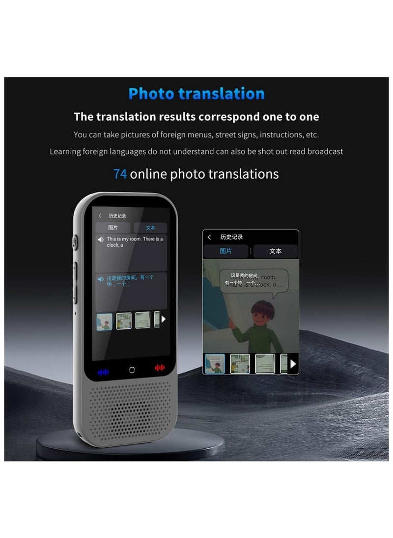 Portable Language Translator Device with 138 Languages Voice Translating 16 Offline Translation Simultaneous Interpretation Support Voice Video Text Photo Translate Group Chat