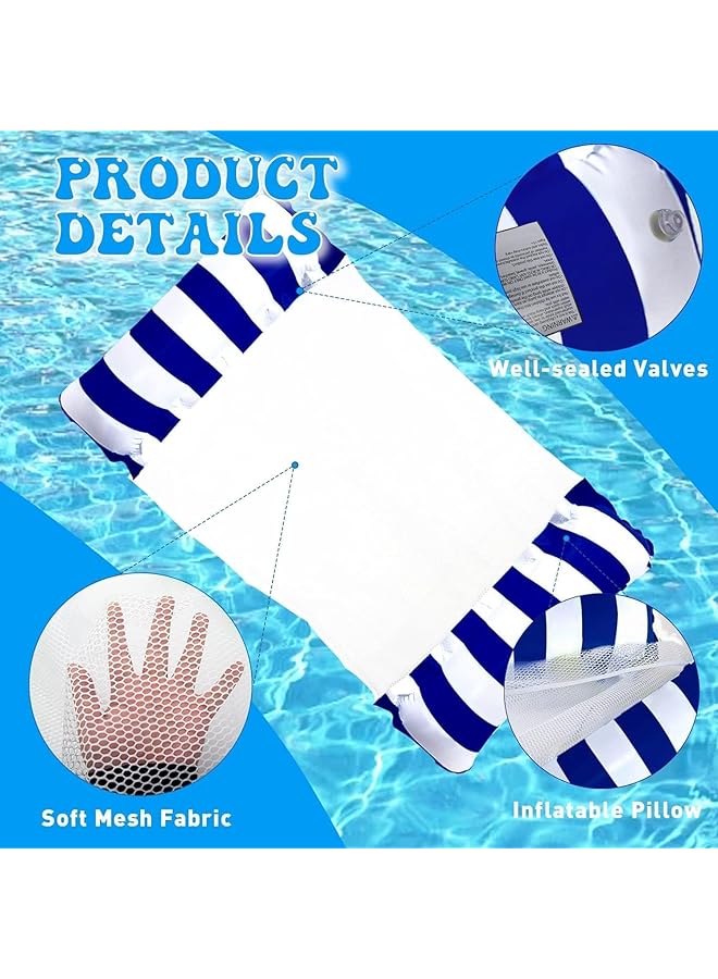 SKY-TOUCH Inflatable Pool Float 1 Pack Meegoo Inflatable Water Hammock For Adults Portable Water Hammock With Bottom Mesh For Vacation Fun And Rest Water Lounge （With Air Pump）Dark Blue 120 * 70Cm - Image 3