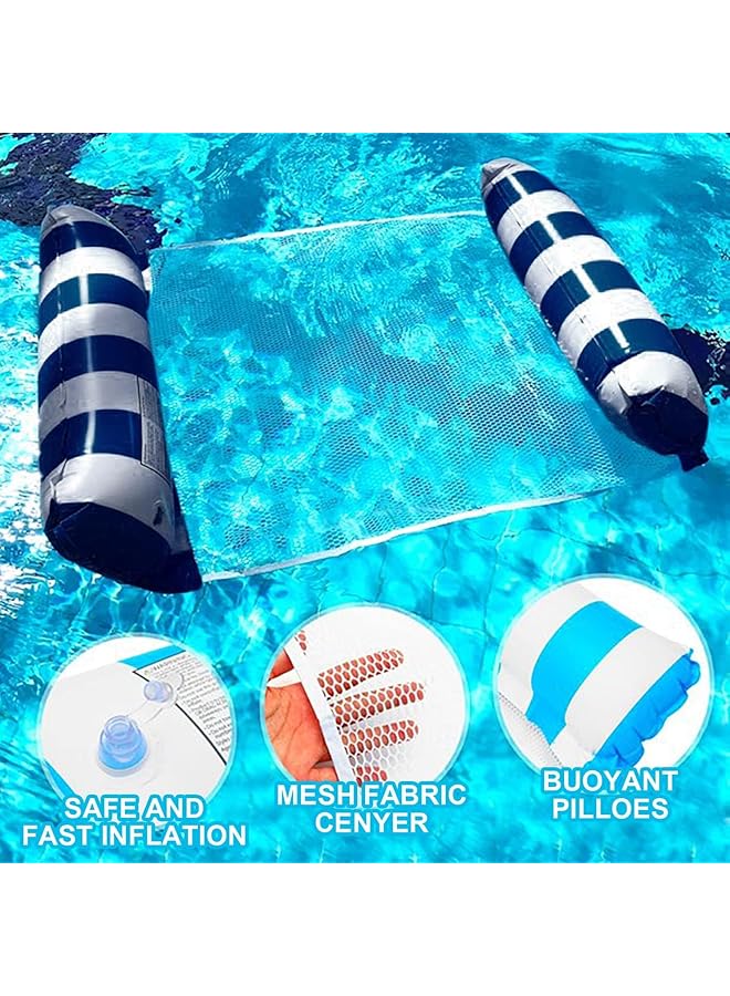 SKY-TOUCH Inflatable Pool Float 1 Pack Meegoo Inflatable Water Hammock For Adults Portable Water Hammock With Bottom Mesh For Vacation Fun And Rest Water Lounge （With Air Pump）Dark Blue 120 * 70Cm - Image 5