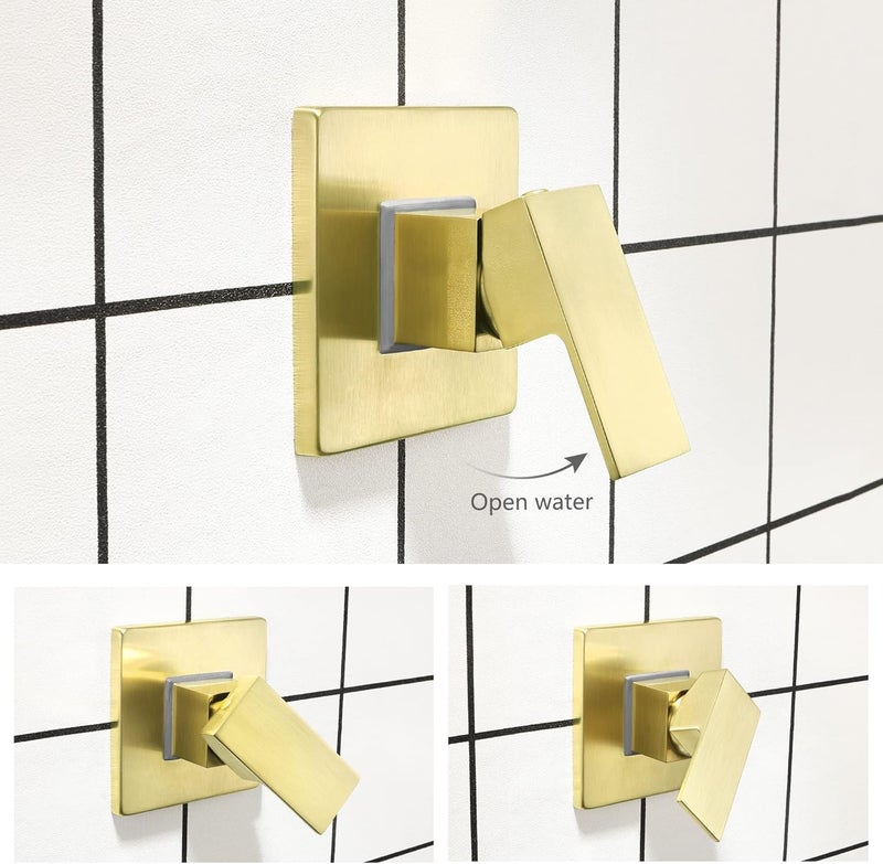SKOWLL Shower Valve Kit Brushed Gold Shower Handle Valve Trim Kit, Wall Mount Single Function Shower Mixer Control Valve Kit Rough-in Valves Included - Image 2