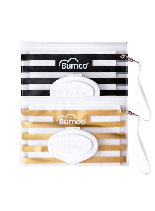 بيبي بام برَش حقيبة حفاضات بومكو، موزع مناديل مبللة، حقيبة قابلة لإعادة الاستخدام وإعادة التعبئة، منظم للسفر، حقيبة حمل، هدية فريدة من نوعها للرضع/البنات، (ذهبي وأسود) - Image 1