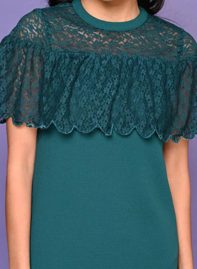 ليل بيكس Lace Insert Cape Sleeve Dress by Styli