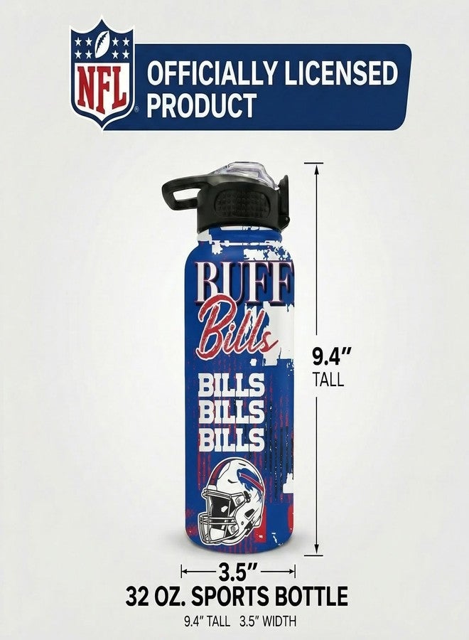 Proformance Home NFL Buffalo Bills ProPress Homefield Mashup 32oz Stainless Steel Water Bottle, Press Top Lid - Image 2