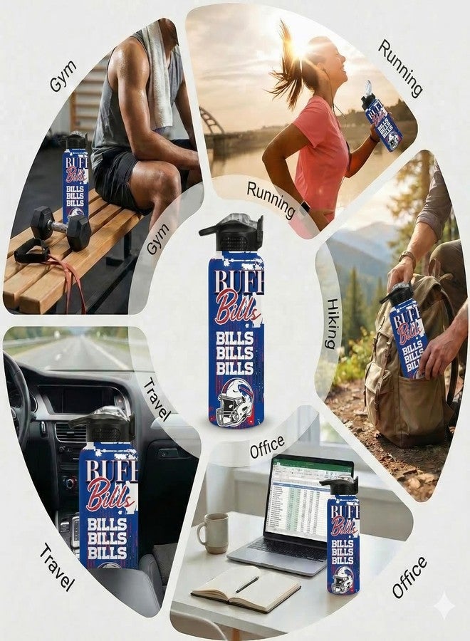 Proformance Home NFL Buffalo Bills ProPress Homefield Mashup 32oz Stainless Steel Water Bottle, Press Top Lid - Image 5