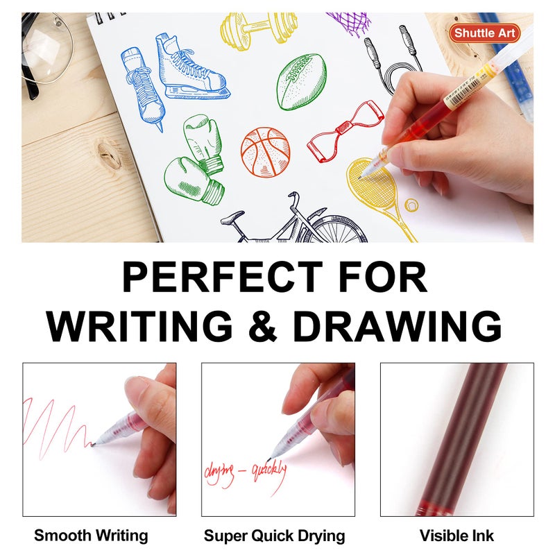 Shuttle Art Liquid Ink Rollerball Pens, 15 Colors (10 Bright + 5 Vintage) Quick Drying 0.5mm Extra Fine Point Long Lasting for Writing Journaling Taking Notes Doodling School Office Home - Image 4