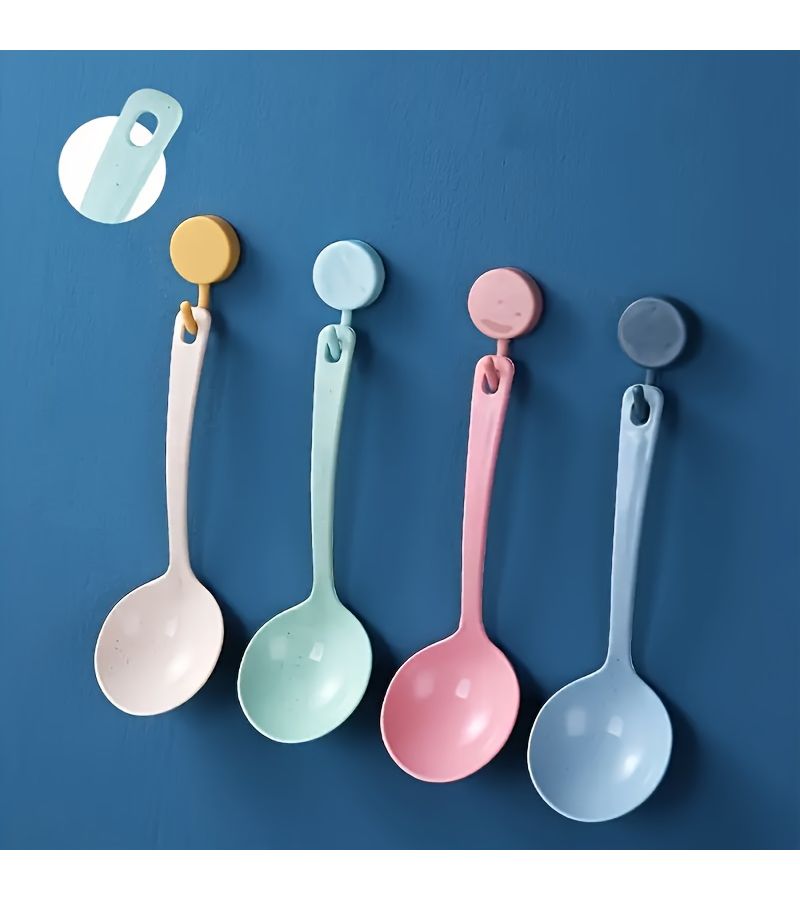 Assorted Color 5pcs Durable Plastic Long Handled Spoon Multi Purpose Large Size For Hot Pot Soup Noodles Home Restaurant Catering - Image 1