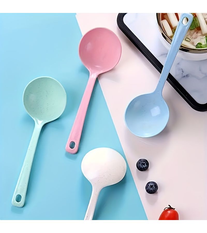 Assorted Color 5pcs Durable Plastic Long Handled Spoon Multi Purpose Large Size For Hot Pot Soup Noodles Home Restaurant Catering - Image 2