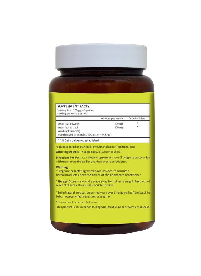 HERBAL HILLS Neem Capsules 120 Vegie Capsules Neem Leaf Azadirachta Indica 700 mg Powder and Extract Blend in a Capsule  - Image 2