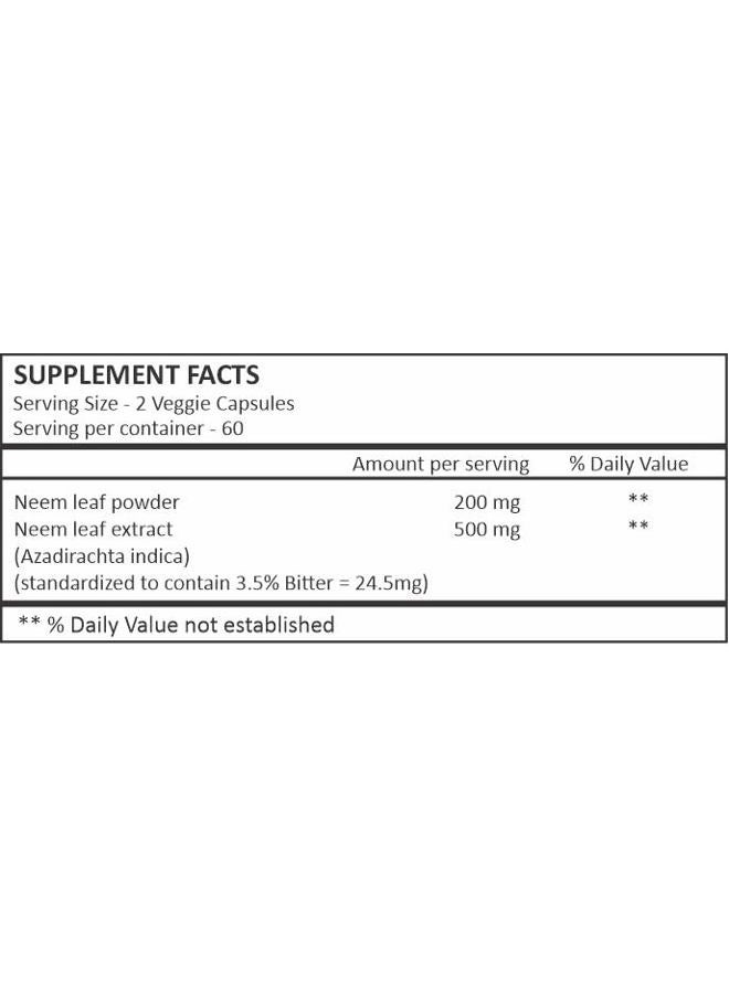 HERBAL HILLS Neem Capsules 120 Vegie Capsules Neem Leaf Azadirachta Indica 700 mg Powder and Extract Blend in a Capsule  - Image 4