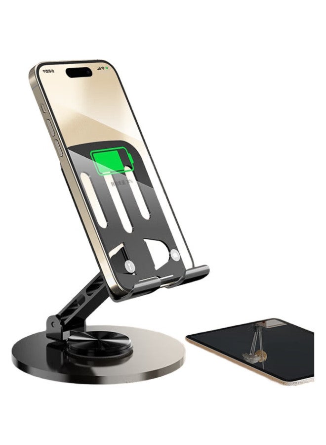 Stiger [Upgraded Thickened] Phone Stand, Ipad Tablet Stand, Lazy Desktop Stand, Bedside Stand For And Binge-Watching, Multifunctional, Compact, Foldable, Portable, 360° Rotating Model, Gun Color - Image 1