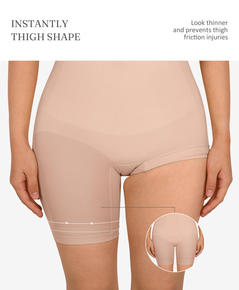 FeelinGirl Shapewear Bodysuit for Women Tummy Control Faja Shaper Seamless Hip Enhancer Thigh Slimmer Body Shaper Nude M/L - Image 4