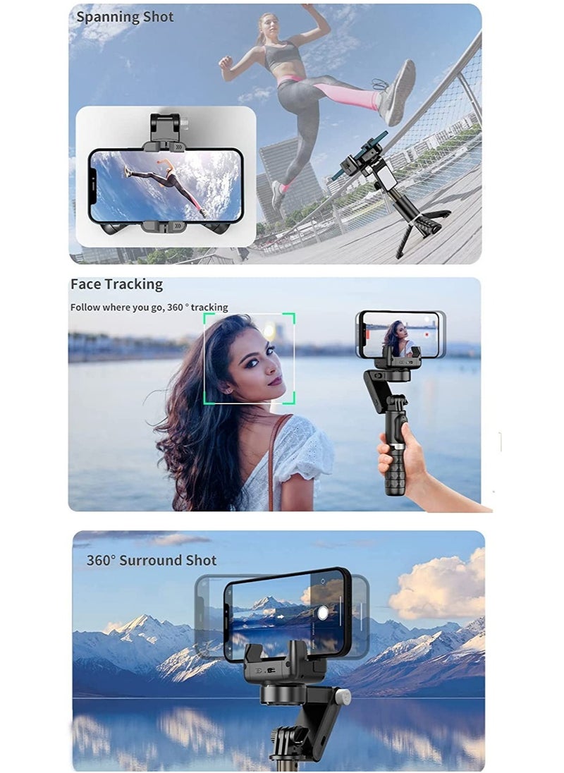 ELTRAZONE Gimbal Stabilizer Tripod for smartphones with light handheld or portable 360° rotation with face tracker and wireless remote control compatible with iPhone and Android  - Image 3