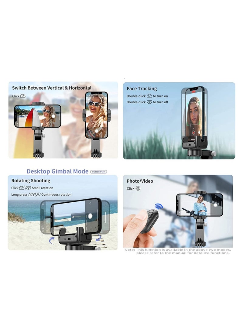 ELTRAZONE - Gimbal Stabilizer Tripod for smartphones with light handheld or portable 360° rotation with face tracker and wireless remote control compatible with iPhone and Android - Image 1