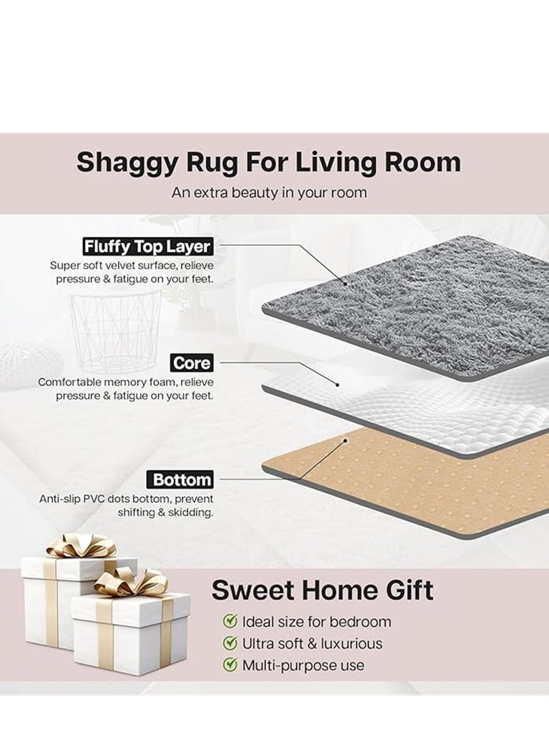 سوبر لينة السجاد ، السجاد منتفخ المنطقة ، ديكور المنزل الحديثة الكلمة حصيرة الطفل ، ومناسبة لغرفة نوم وغرفة معيشة غرفة الأطفال الداخلية ديكور المنزل السجاد ( رمادي ، 200 × 300 سم ) - Image 4