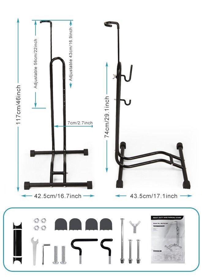 HomarKet - Upright Bike Stand - Premium Quality Vertical & Horizontal Adjustable Bicycle Floor Parking Rack - Safe & Secure for Storing MTB Road Bikes in Garage or Home - Image 1