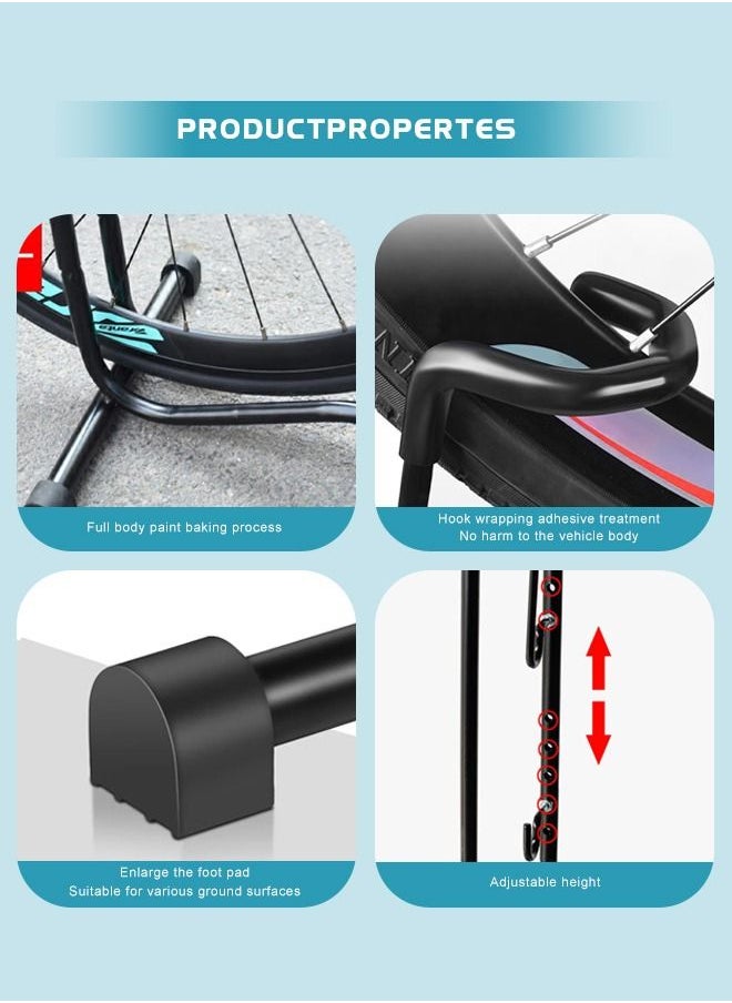 HomarKet - Upright Bike Stand - Premium Quality Vertical & Horizontal Adjustable Bicycle Floor Parking Rack - Safe & Secure for Storing MTB Road Bikes in Garage or Home - Image 1