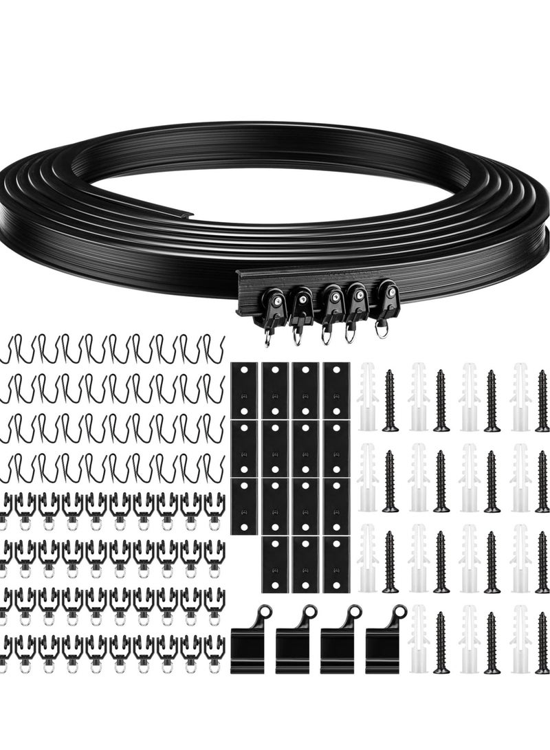 XiuWoo Flexible Bendable Ceiling Curved Curtain Track Ceiling Mount for Curtain Rail with Track Curtain System, Room Divider Ceiling Curtain Rod RV Ceiling Track for Curtains, 5 Meter/ 16.4 Feet, Black - Image 1