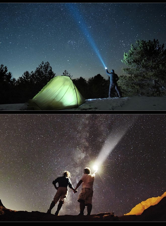 flashlight القابلة لإعادة الشحن 45W LED، 10000 لومن، مقاومة للماء IP65، 9600mAh طاقة عالية، ثلاثة أوضاع ضوء فائقة السطوع، مصباح يدوي محمول للتخييم الطارئ مع ميزات تكبير في الهواء الطلق  - Image 2