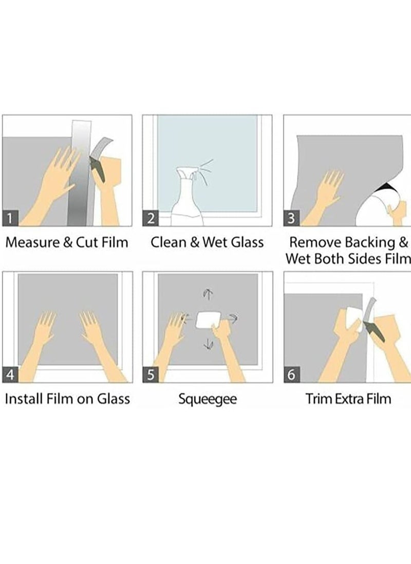 1 Roll Window Film Privacy Self Adhesive Static Sticker Glass Window Vinyl Sticker UV Resistant Heat Control Bathroom Decor Decal 17.7 x 78.7 inches - Image 4