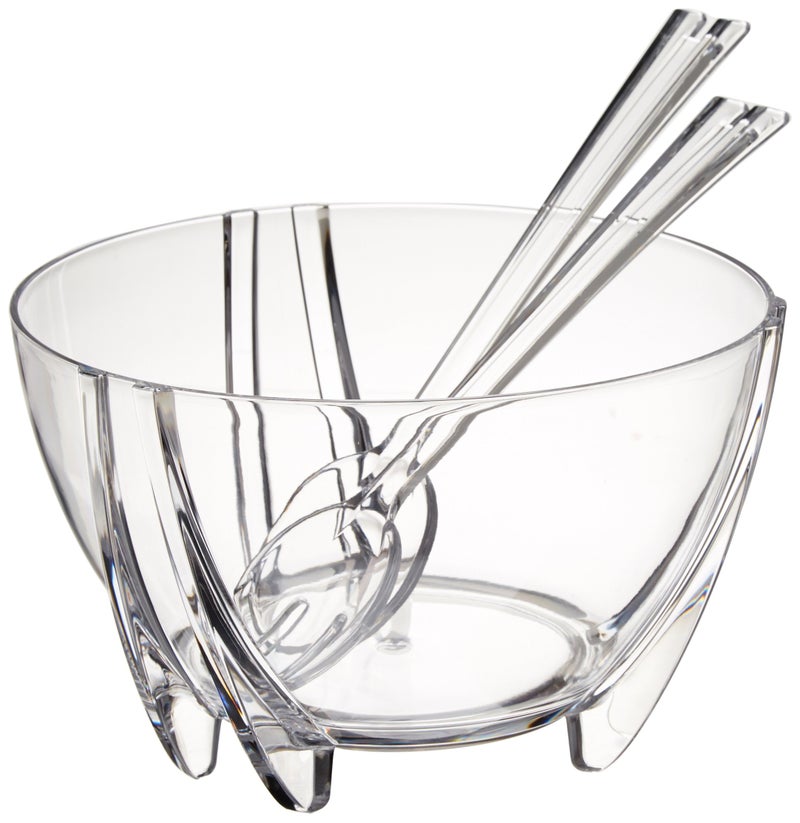 Prodyne Acrylic Salad Bowl with Servers Clear6 quarts