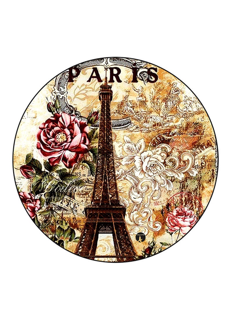 The Effiel Tower Printed Mouse Pad Round  Multicolour