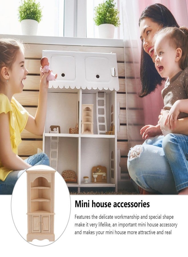 Yardwe Wooden Furniture Model - Miniature Dollhouse Triangular Storage Cabinet with Movable Door Beige Mini Cabinet for Dollhouse Decor and Simulation Scenes - Image 2