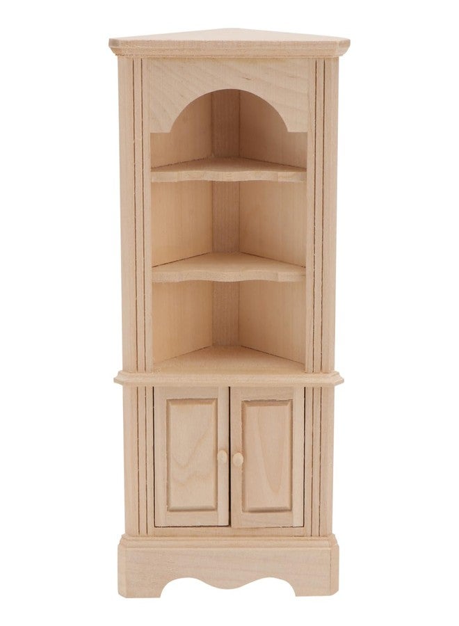 Yardwe Wooden Furniture Model - Miniature Dollhouse Triangular Storage Cabinet with Movable Door Beige Mini Cabinet for Dollhouse Decor and Simulation Scenes - Image 1