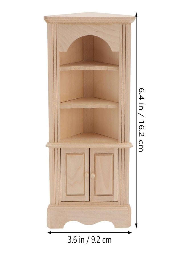Yardwe Wooden Furniture Model - Miniature Dollhouse Triangular Storage Cabinet with Movable Door Beige Mini Cabinet for Dollhouse Decor and Simulation Scenes - Image 3