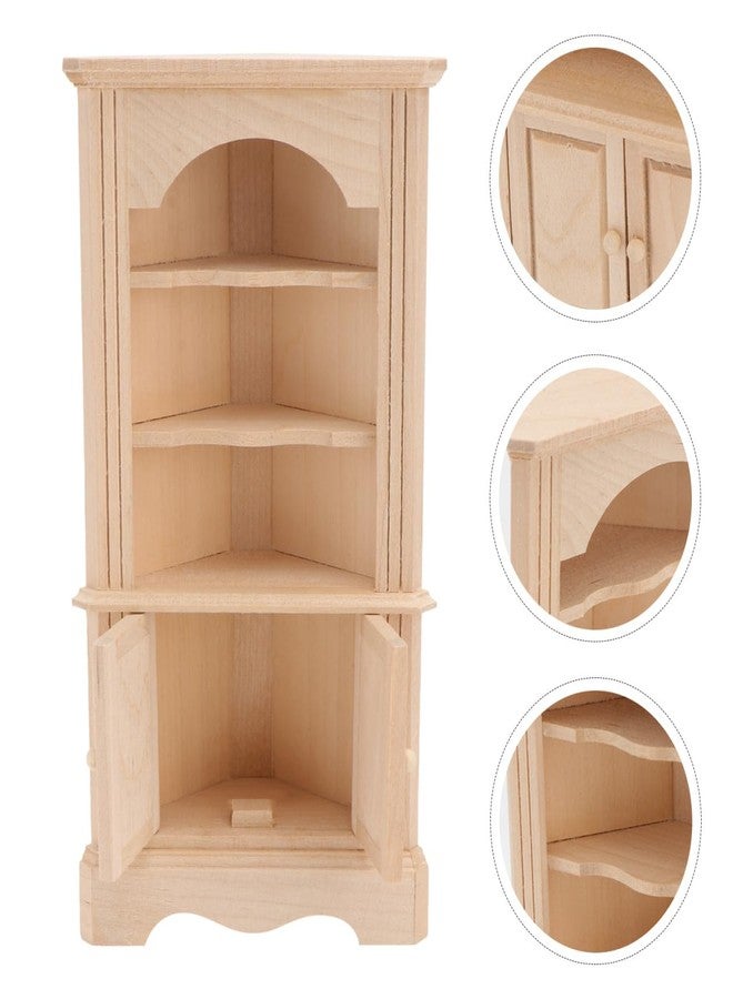 Yardwe Wooden Furniture Model - Miniature Dollhouse Triangular Storage Cabinet with Movable Door Beige Mini Cabinet for Dollhouse Decor and Simulation Scenes - Image 5