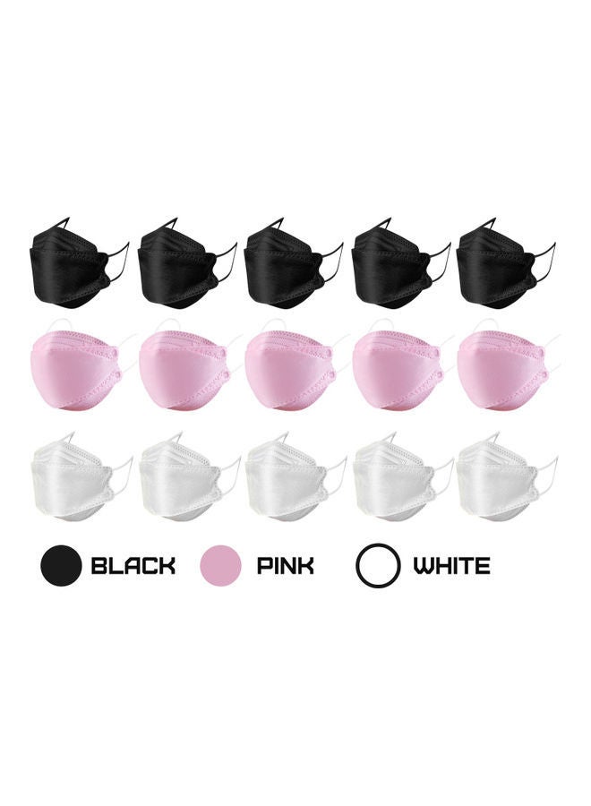 NIBEMINENT 30-Piece KF94 Face Mask For Adults White Pink and Black - Image 1