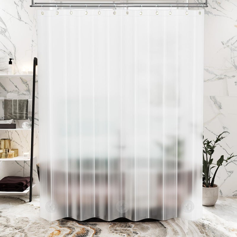 AmazerBath Frosted Shower Curtain Plastic  Heavy Duty Bathroom Curtain Premium PEVA  8G Weighted Shower Curtains for Bathroom with 3 Big Weighted Stones and 12 Rustproof Grommets  70x72 Inches - Image 2