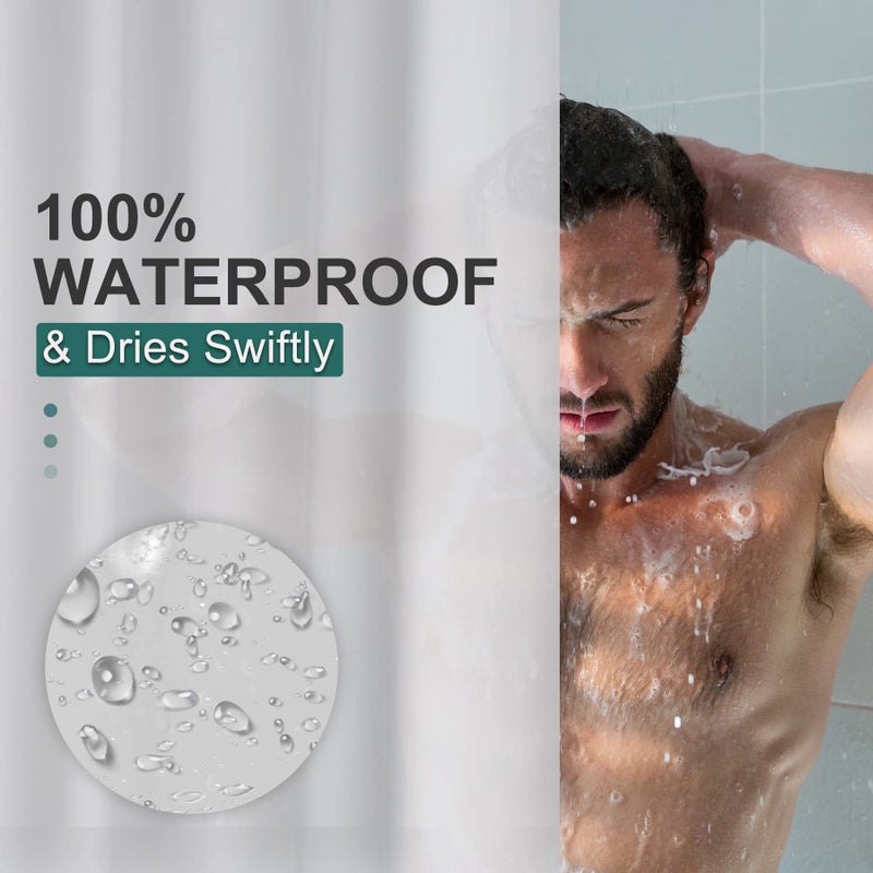 AmazerBath Frosted Shower Curtain Plastic  Heavy Duty Bathroom Curtain Premium PEVA  8G Weighted Shower Curtains for Bathroom with 3 Big Weighted Stones and 12 Rustproof Grommets  70x72 Inches - Image 4