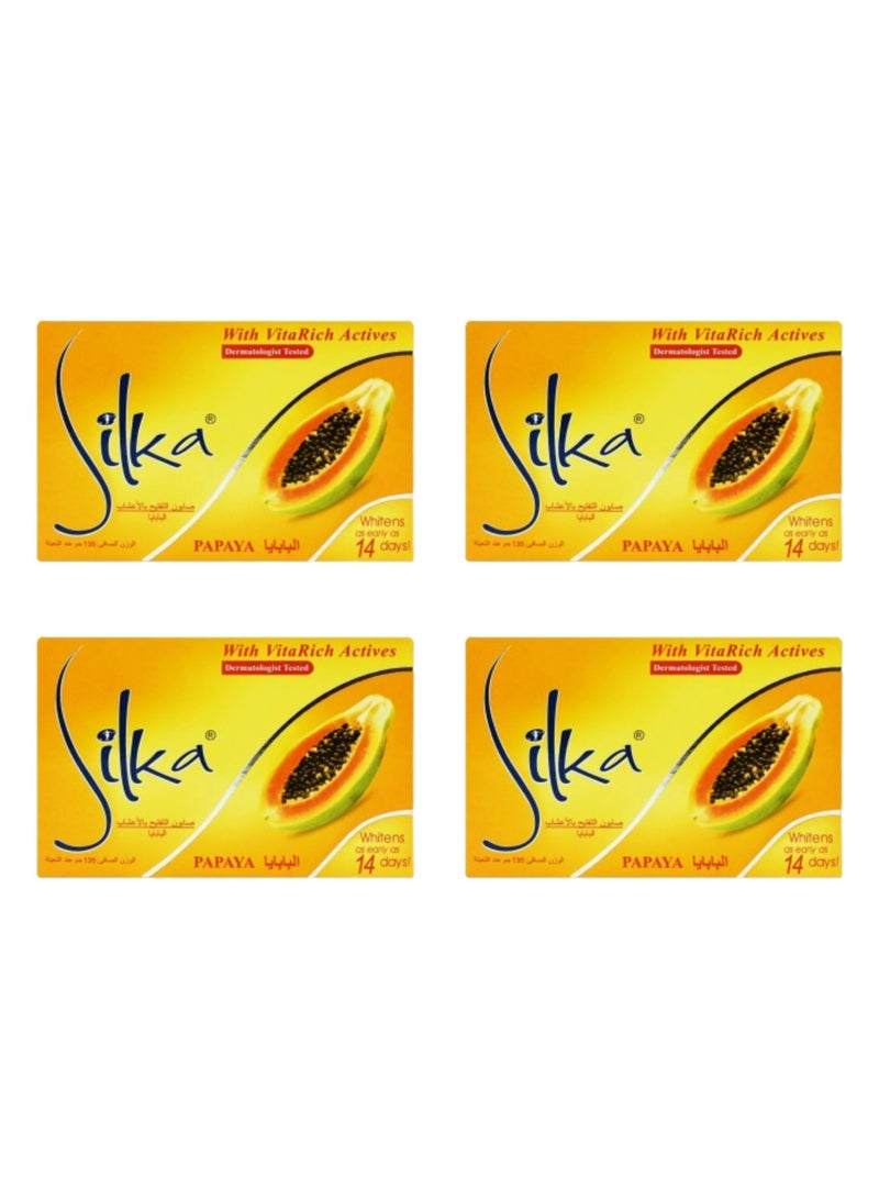 Silka Papaya With VitaRich Actives  Whitening Soap x4  - Image 1