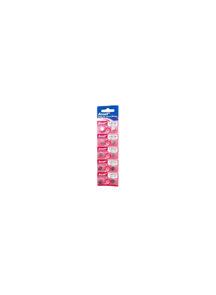 Accell 10-Pieces Accell AG5 LR754 (193) Alkaline 1.5V Batteries - Image 1