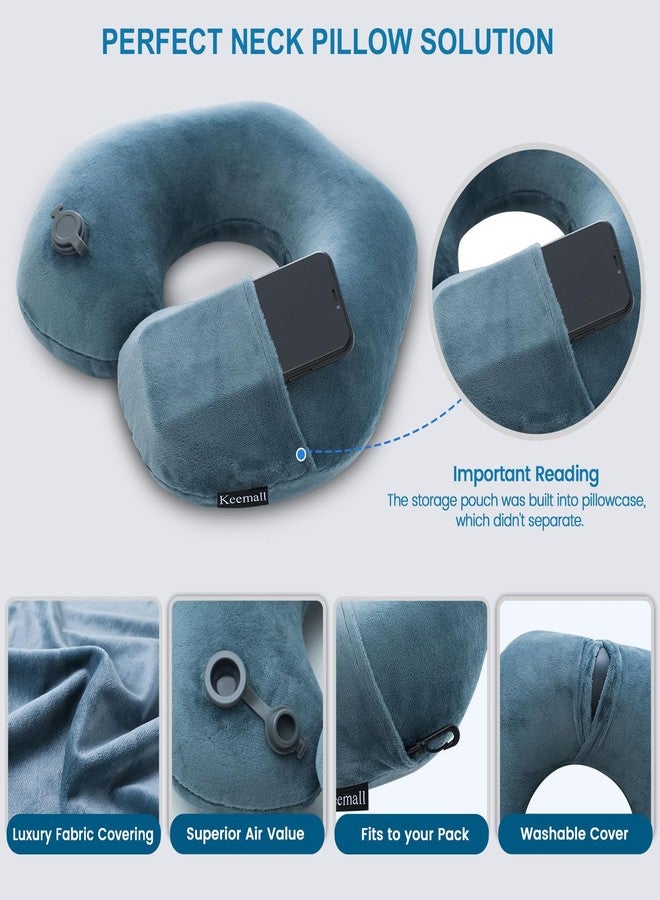 Keemall Inflatable Neck Pillow - Premium Soft Velvet Travel Pillow for Airplane, Train & Bus Travel, Ergonomic U-Shape for Neck Pain Relief, Lightweight Compact with Washable Cover - Image 5